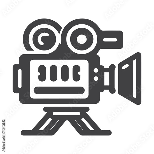 Retro cinema icon. Movie camera. Film Industry silhouette icons on the white