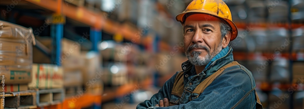 Portrait of a male warehouse worker in the storage area