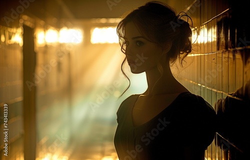 The bright light in the hospital hallway casts a silhouette of a nurse.
