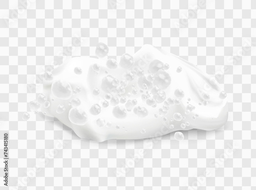 Beer foam isolated on transparent background. White soap froth texture with bubbles, seamless border, foamy frame. Sea or ocean wave, laundry cleaning detergent spume, realistic 3d vector illustration