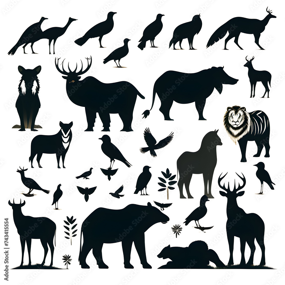 Fototapeta premium Wild Animals Silhouette Collection