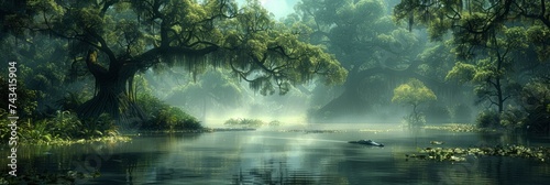 A Mysterious Louisiana Bayou With Swamps, Background Image, Background For Banner, HD