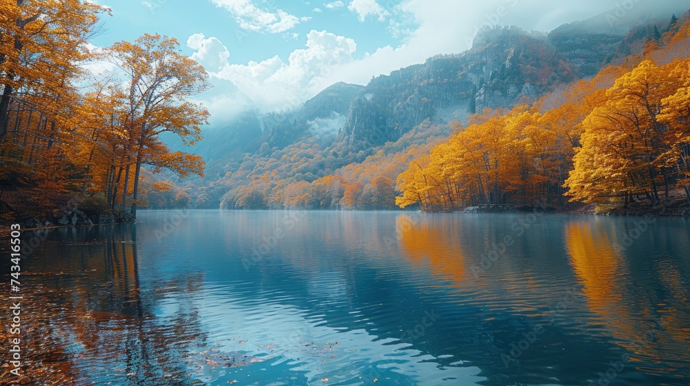 A Serene Mountain Lake Surrounded, Background Image, Background For Banner, HD