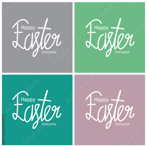 Happy easter logo with greeting text in colorful background set