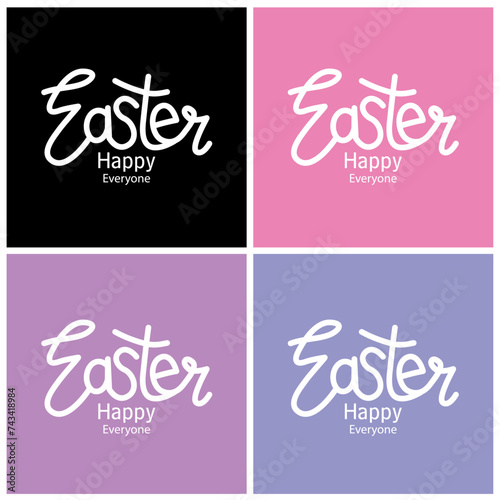 Happy easter logo with greeting text in colorful background set