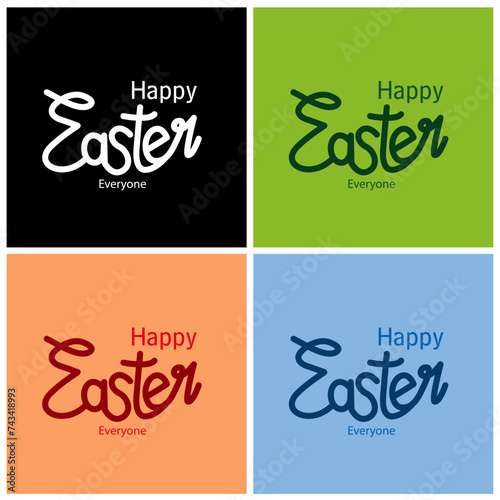 Happy easter logo with greeting text in colorful background set