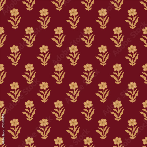 Block print golden gold paste booti indian traditional digital textile design