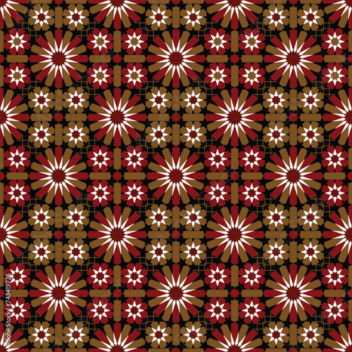 Geometrical floral textile design block print screen print