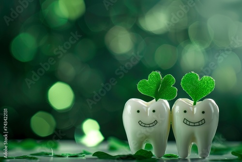 The photo of the happy teeth who celebrate st Patrick's day