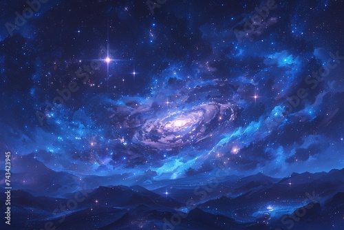 Mysterious galaxy with bright stars.