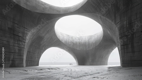 3d render abstract concrete architecture design