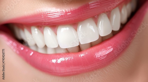 Oral wellness - healthy teeth and pink gums. photo