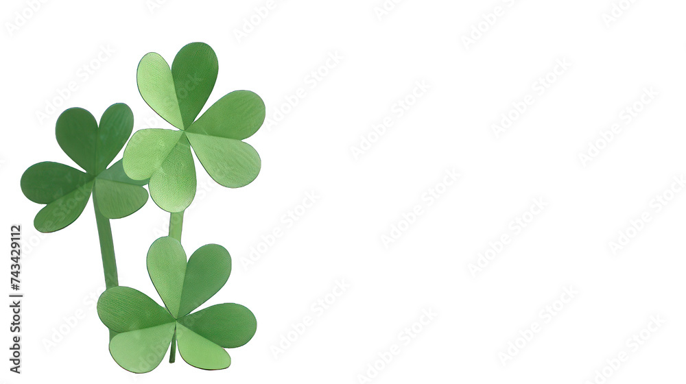 Lucky clover and shamrock isolated on transparent background