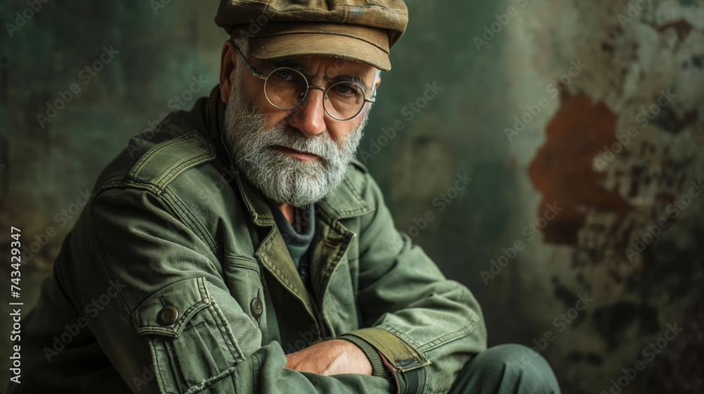 Fototapeta premium Portrait of a bearded elderly man.