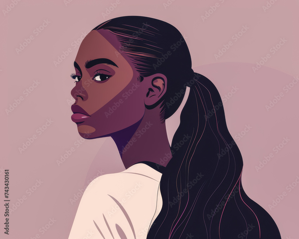 Illustration of an African American woman in vibrant colors isolated from the background Illustration of an African American woman in vibrant colors isolated from the background