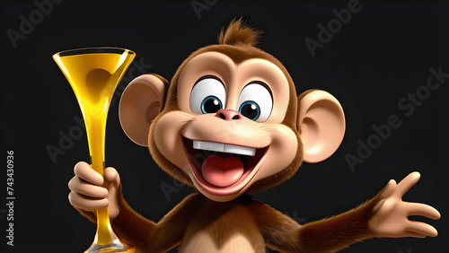 a cartoon character with happy face funny happy and cute monkey laughing 