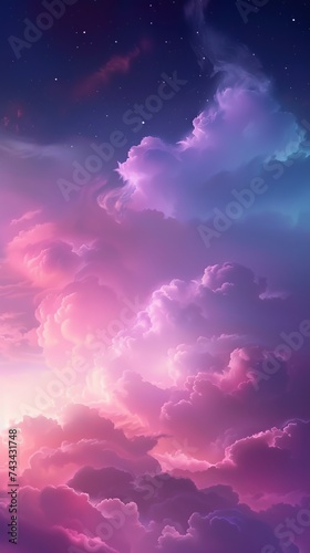 Colorful clouds on pastel background