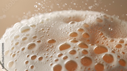 Illustration of a frothy beer with droplets. photo