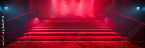 stage with a red carpet and a set of stairs, photo