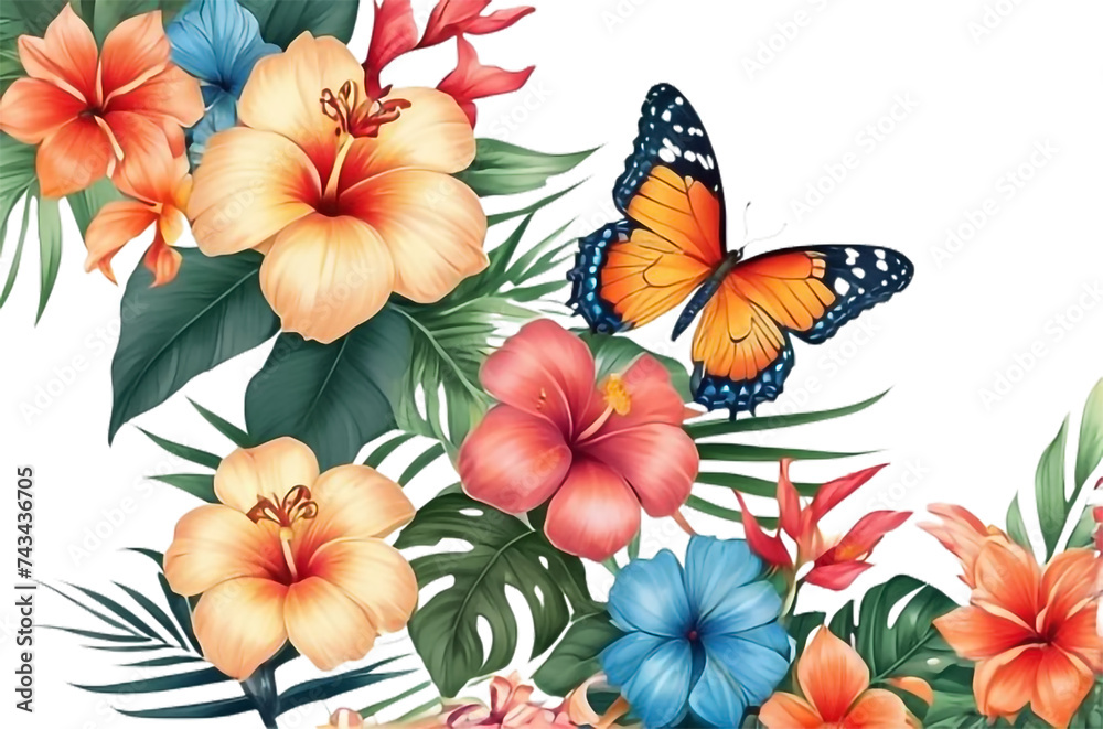 floral art with butterfly floral art with butterfly