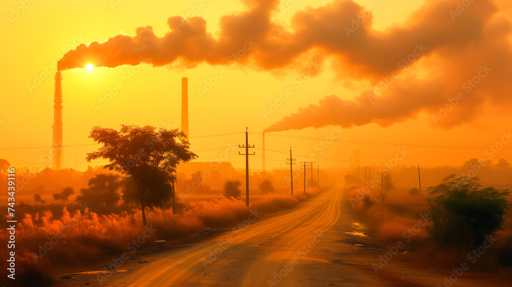 Close-up images highlighting specific instances of industrial pollution