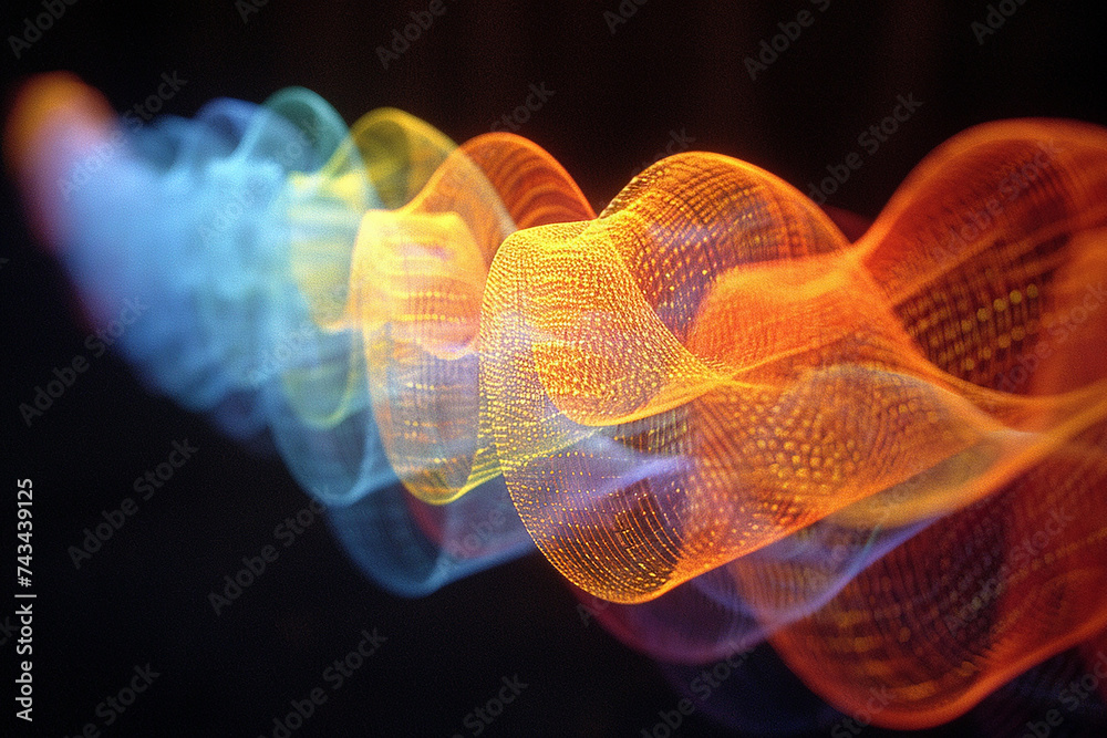 Fototapeta premium Graphical representation of a coloured sine wave. AI generative.
