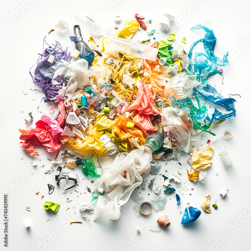 The texture and details of various plastic waste