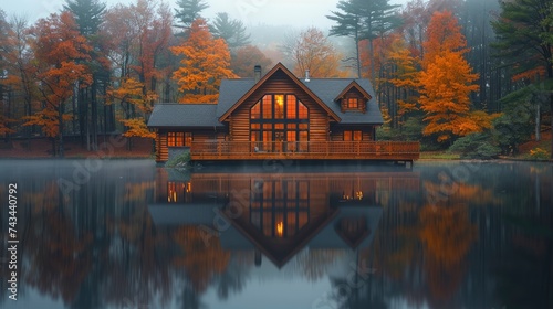 Tranquil Lakeside Cabin Surrounded  Background Image  Background For Banner  HD