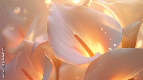 Glowing Embrace: Calla lilies embrace gentle light, their petals glowing softly as if illuminated from within.