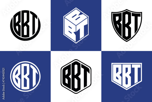 BBT initial letter geometric shape icon logo design vector. monogram, letter mark, circle, polygon, shield, symbol, emblem, elegant, abstract, wordmark, sign, art, typography, icon, geometric, shape photo