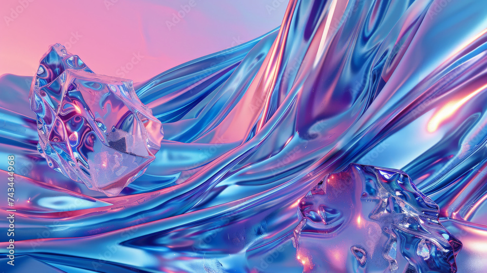 Fototapeta premium 3d A blue pink crystal background