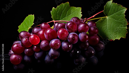 Freshness of nature ripe grape with organic healthy eating with dark background