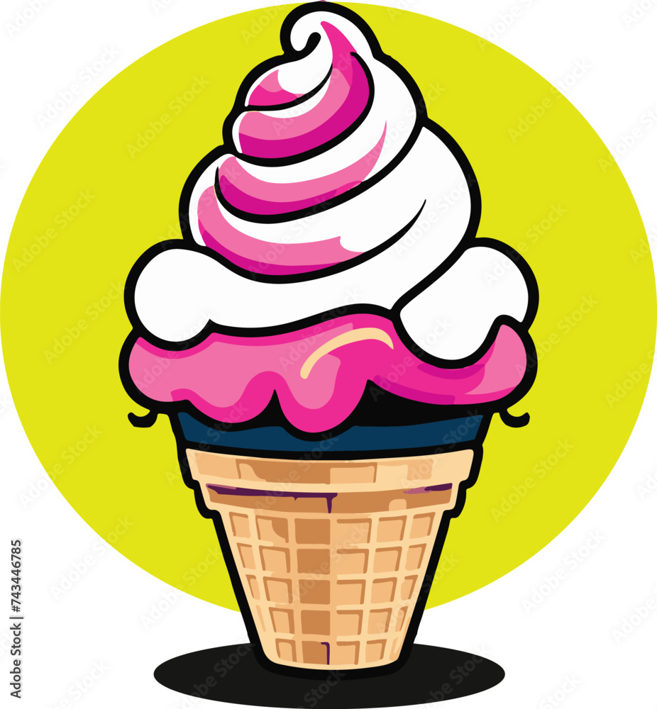 Colorful delicious ice cream cone in vector illustration. Chill Charisma: A Symphony of Colorful Ice Creams.