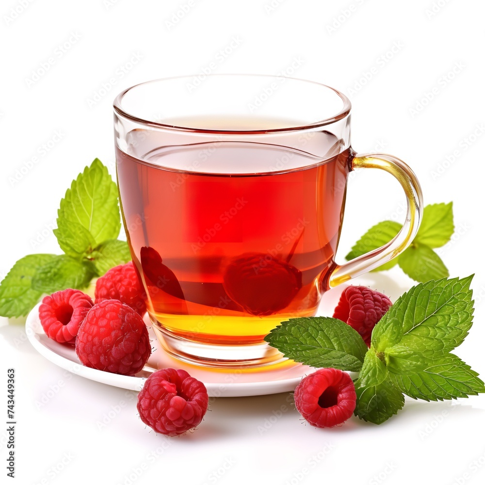 Tasty Raspberry Tea isolated on white background Tasty Raspberry Tea isolated on white background