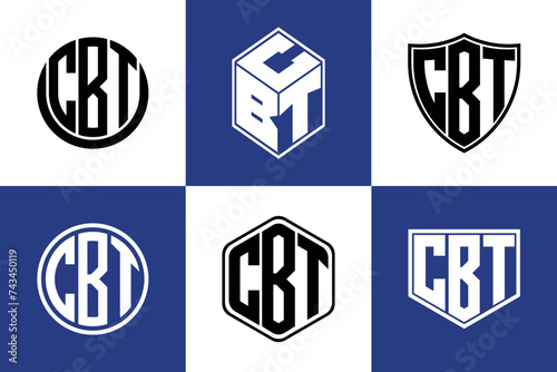 CBT initial letter geometric shape icon logo design vector. monogram, letter mark, circle, polygon, shield, symbol, emblem, elegant, abstract, wordmark, sign, art, typography, icon, geometric, shape