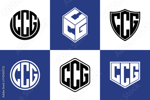 CCG initial letter geometric shape icon logo design vector. monogram, letter mark, circle, polygon, shield, symbol, emblem, elegant, abstract, wordmark, sign, art, typography, icon, geometric, shape photo
