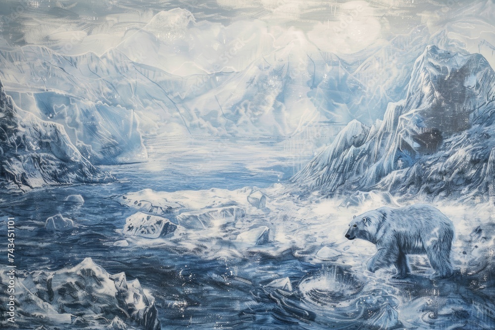 Polar Bear in Snow. Generative AI Polar Bear in Snow. Generative AI