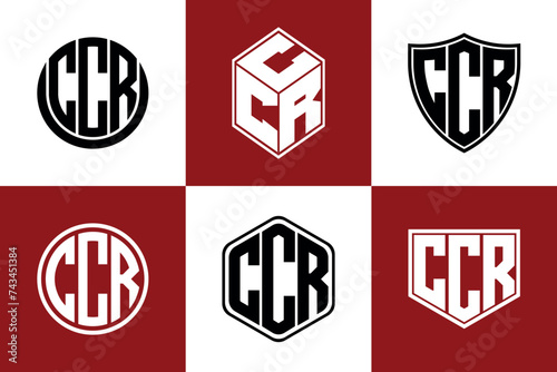 CCR initial letter geometric shape icon logo design vector. monogram, letter mark, circle, polygon, shield, symbol, emblem, elegant, abstract, wordmark, sign, art, typography, icon, geometric, shape