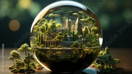 Earth Bubble: Global Nature Reflection in a Green World, generative AI