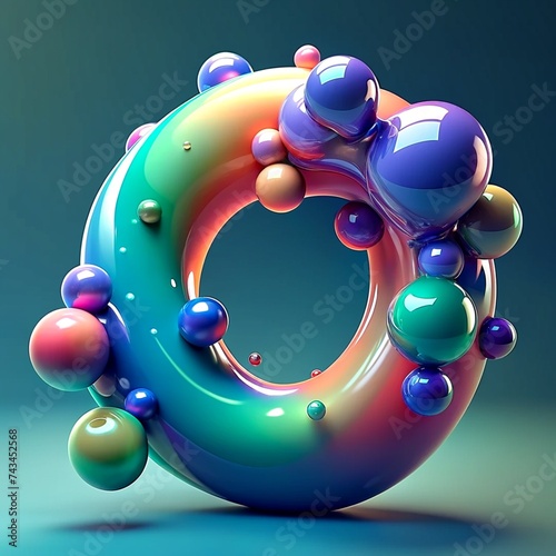 3d render of a close up of and colorful liquid abstract shape photo