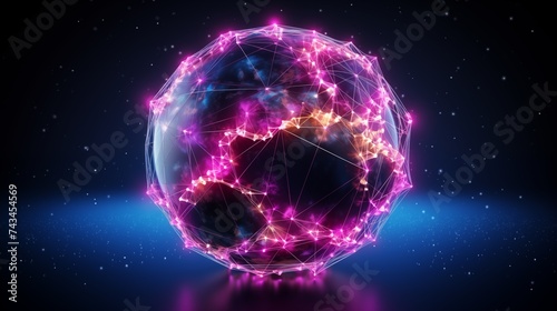 Abstract image that represents the concept of global connectivity and network. instant communication and the digital web that connects the world. Generative AI