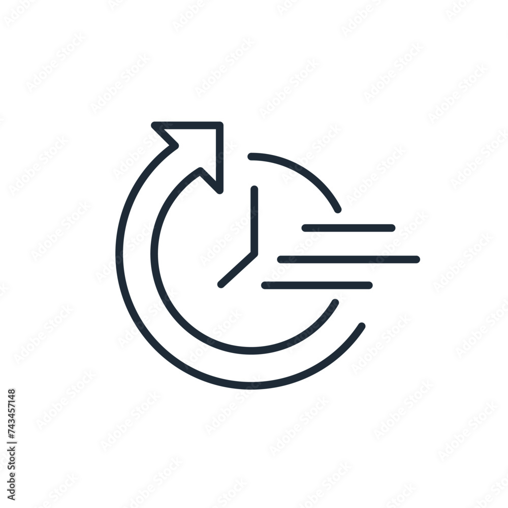 Ahead of time. Outstrip.Vector linear icon isolated on white background. Ahead of time. Outstrip.Vector linear icon isolated on white background.
