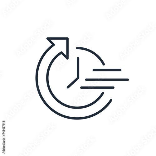 Ahead of time. Outstrip.Vector linear icon isolated on white background.