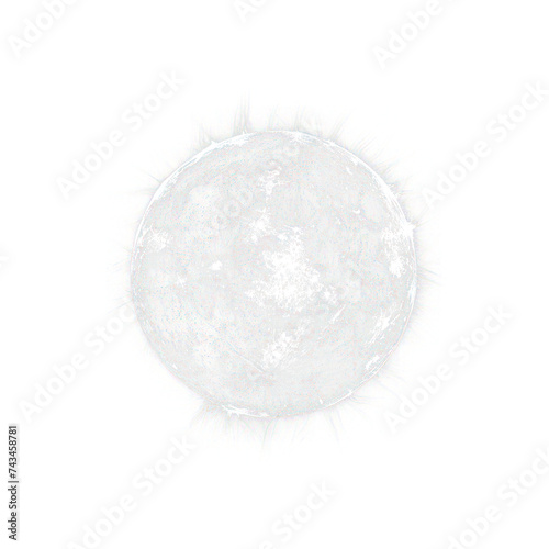 Bright white sun isolated on transparent png.