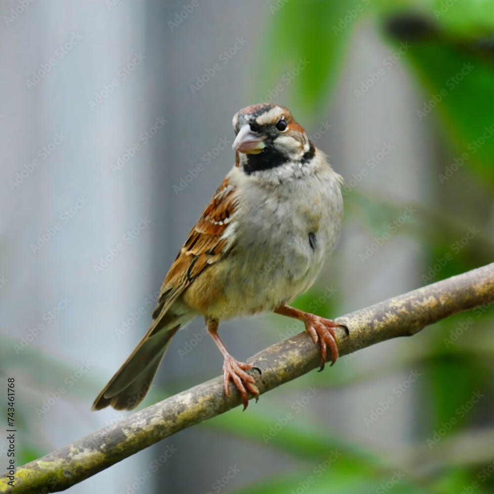 Naklejka premium Cute Sparrow On A Branch