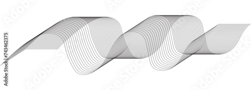 Abstract wave element from thin lines. Stylized line art background in Very Peri modern colors. Vector illustration.