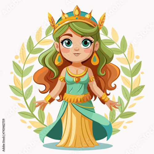 Demeter, cute God, real print Style, Full body, white background