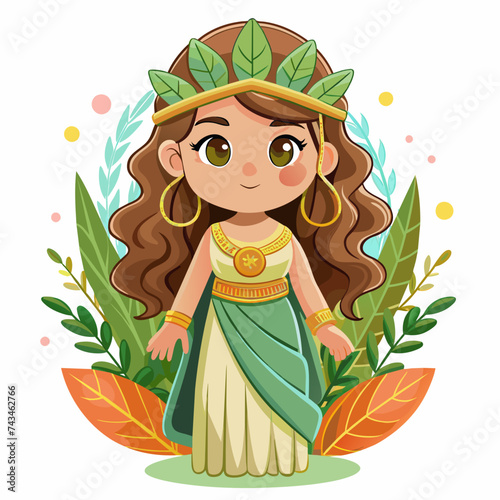 Demeter, cute God, real print Style, Full body, white background