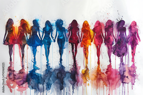 Colorful Silhouettes A Visual Play of Women and Watercolors