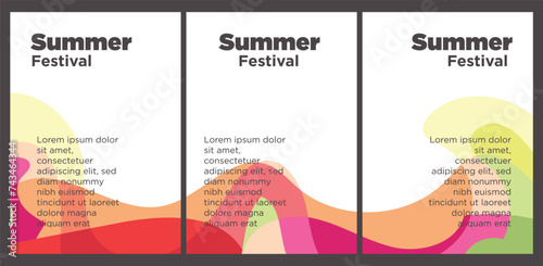 Summer Music Festival event publication set with abstract background illustration vector template